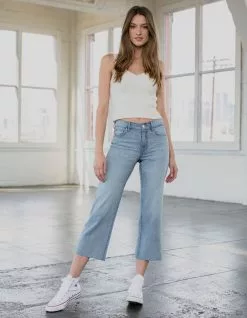 RSQ Wide Leg Light Wash Womens Crop Jeans