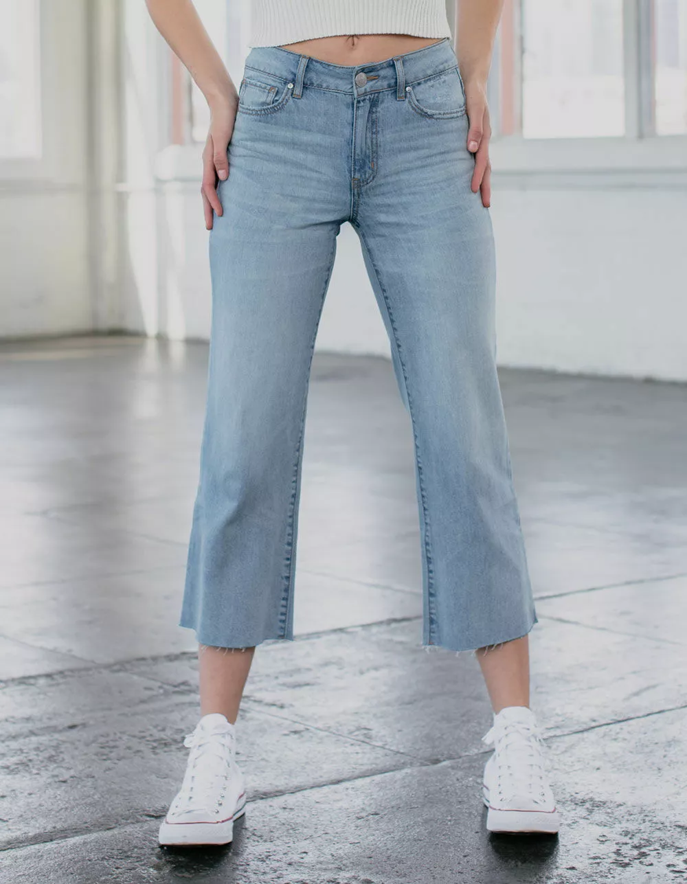 RSQ Wide Leg Light Wash Womens Crop Jeans - Image 2