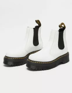 DR. MARTENS 2976 Quad Platform Womens White Chelsea Boots