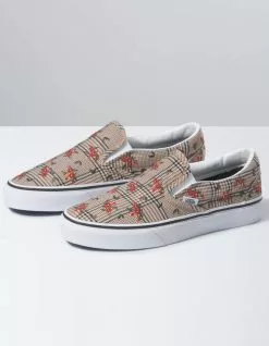 VANS Glen Plaid Floral Classic Slip-On Womens Shoes