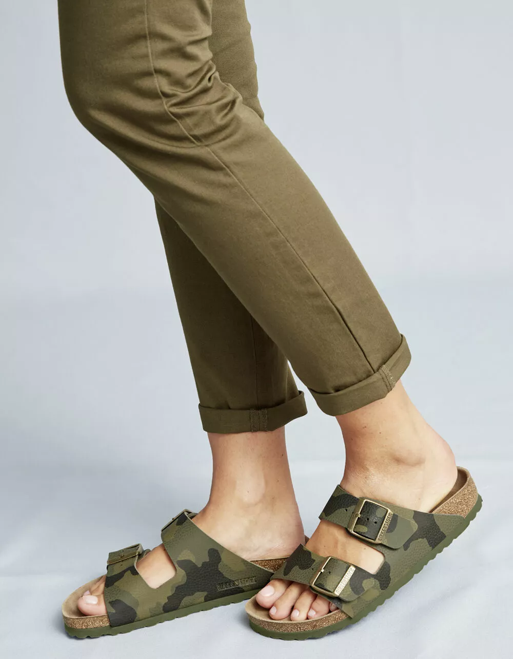 BIRKENSTOCK Arizona Womens Desert Soil Camo Green Slide Sandals - Image 4