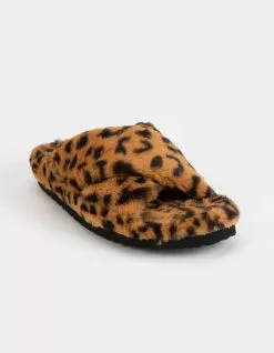 STEVE MADDEN Fuzed Womens Leopard Slippers