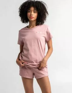 CHAMPION Reverse Weave Embroidered Womens Pink Sweat Shorts