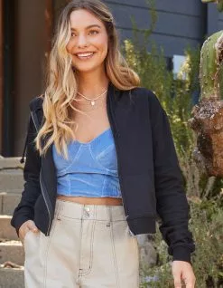 FULL TILT Essential Womens Crop Zip Hoodie