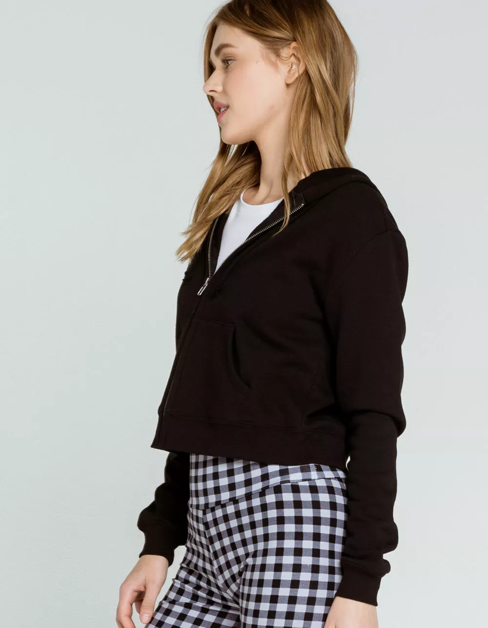 FULL TILT Essential Womens Crop Zip Hoodie - Image 4