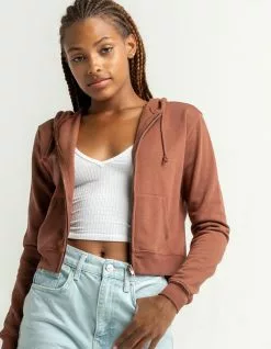 FULL TILT Essential Womens Crop Zip Hoodie