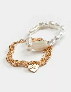 FULL TILT Pearl And Love Bracelet Set