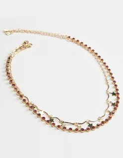 FULL TILT Layered Star And Rhinestone Necklace