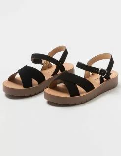 SODA Ankle Strap Womens Mini Flatform Sandals