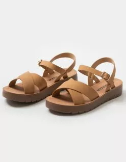 SODA Ankle Strap Womens Mini Flatform Sandals