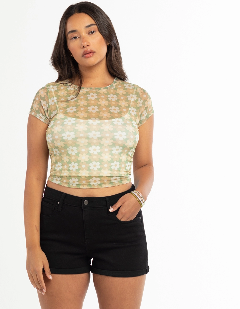 RSQ Womens High Rise Cuffed Denim Shorts - Image 4