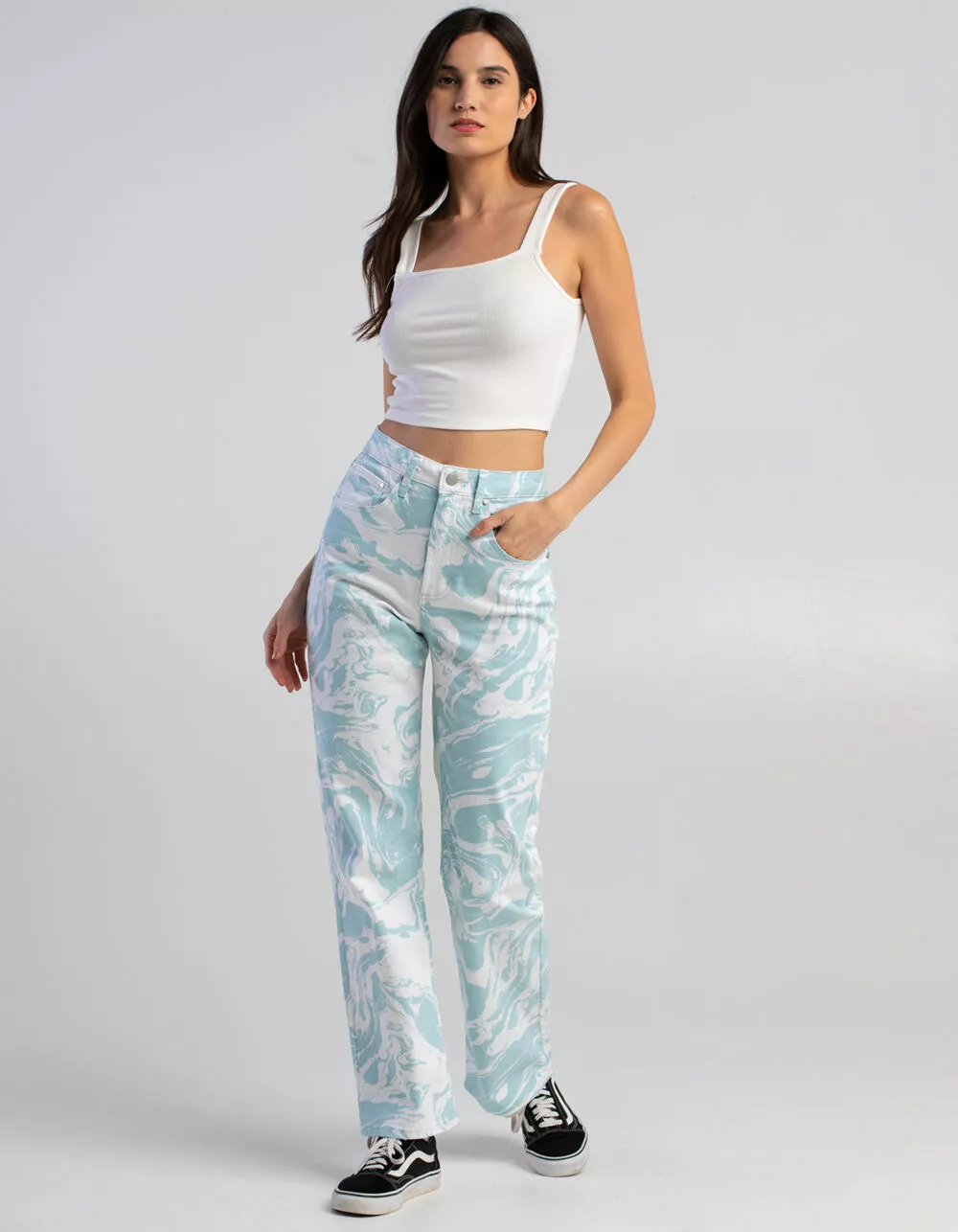 TINSELTOWN Womens High Rise 5 Pocket Wide Leg Jeans