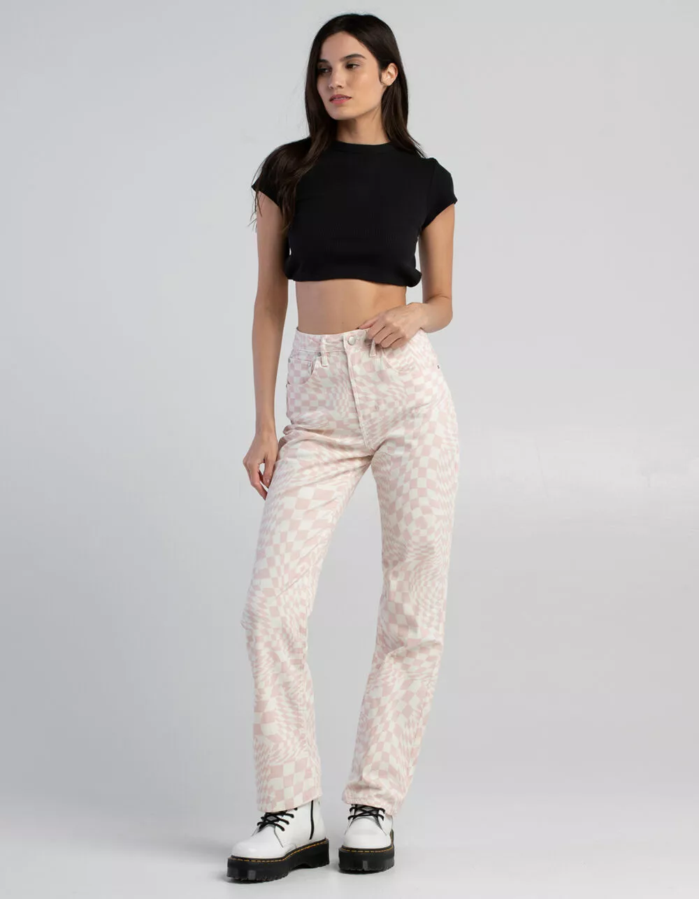 TINSELTOWN Womens High Rise 5 Pocket Wide Leg Jeans