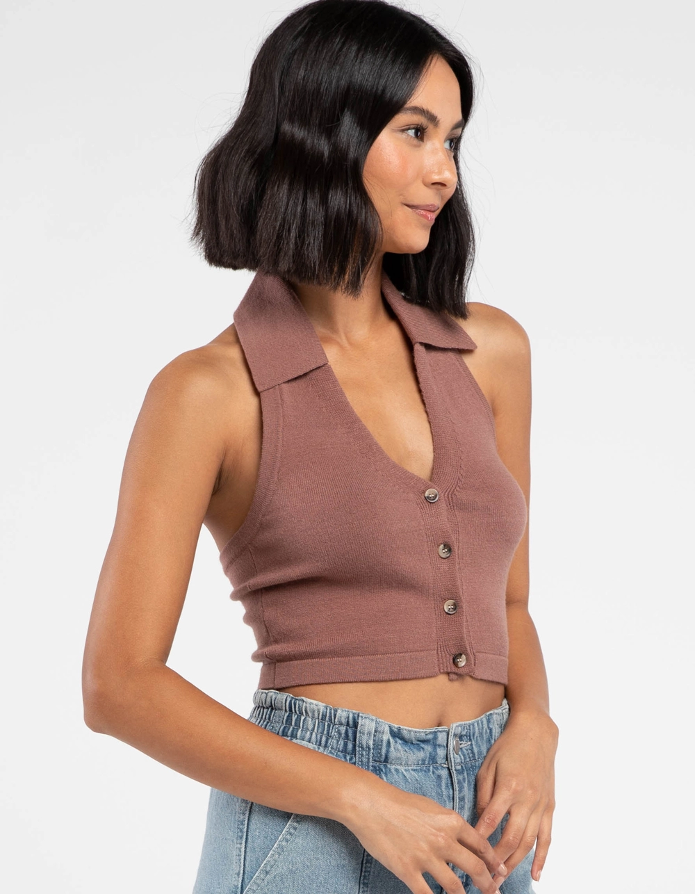 RSQ Solid Johnny Collar Womens Halter Sweater - Image 2