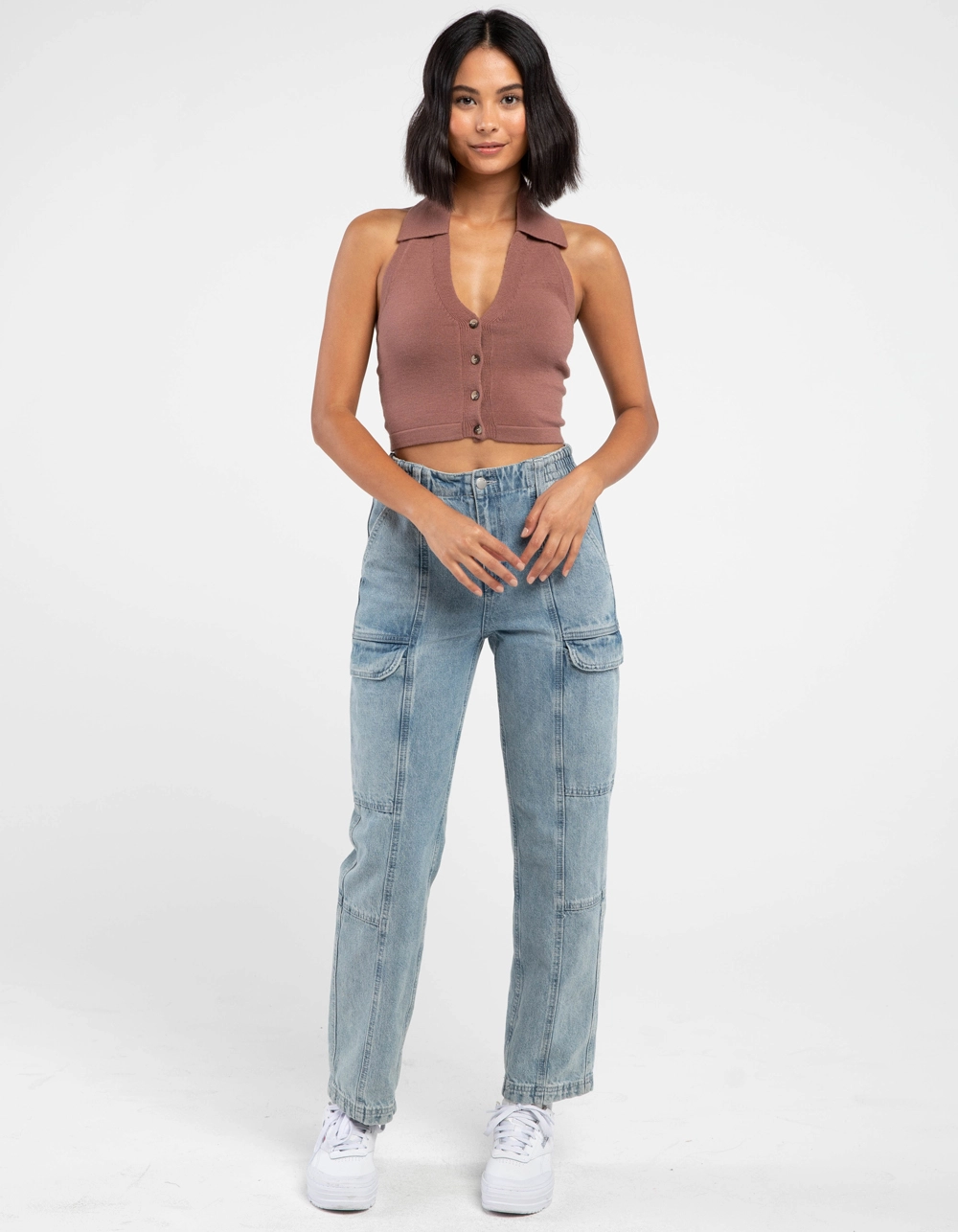 RSQ Solid Johnny Collar Womens Halter Sweater - Image 4