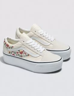 VANS Floral Embroidery Old Skool Stackform Womens Shoes