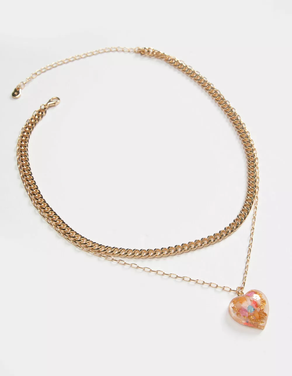 FULL TILT Layered Chain And Confetti Heart Necklace