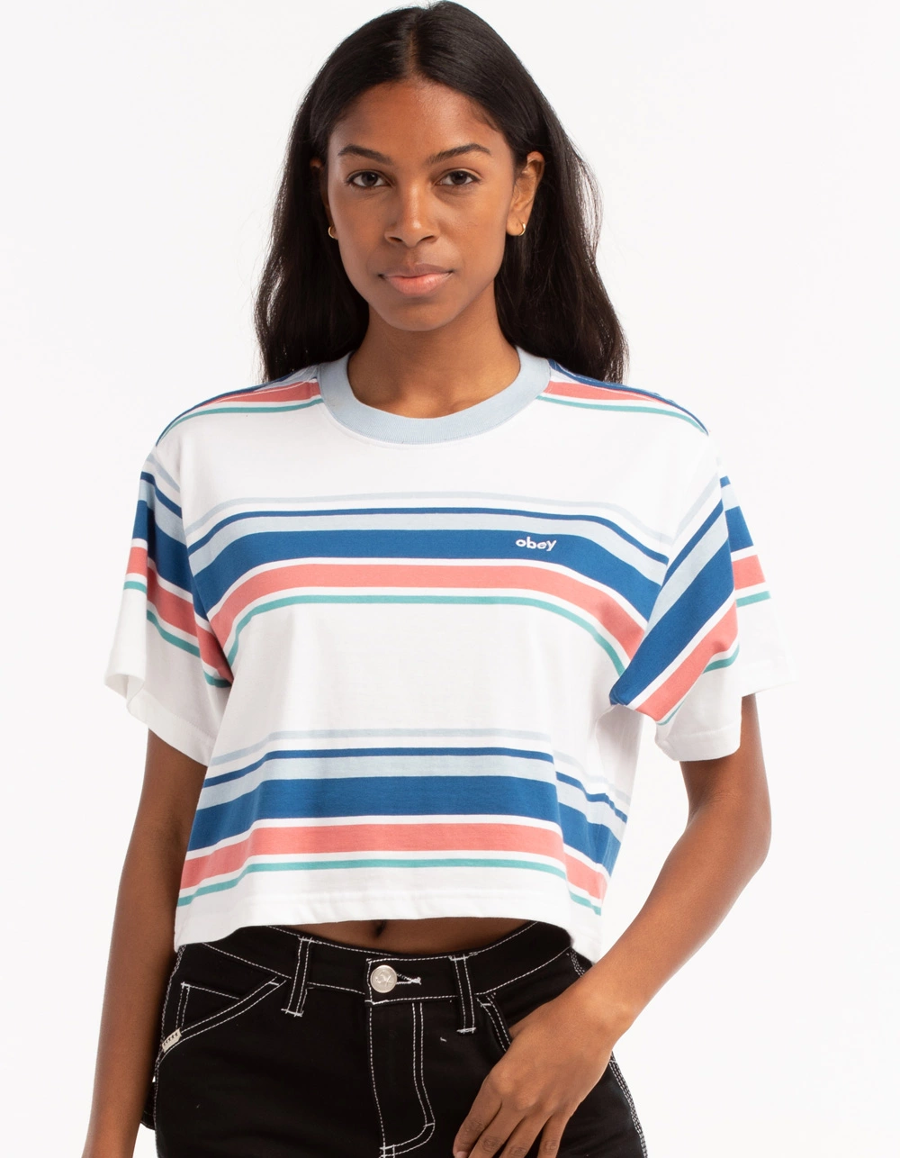 OBEY June Stripe Womens Cropped Tee