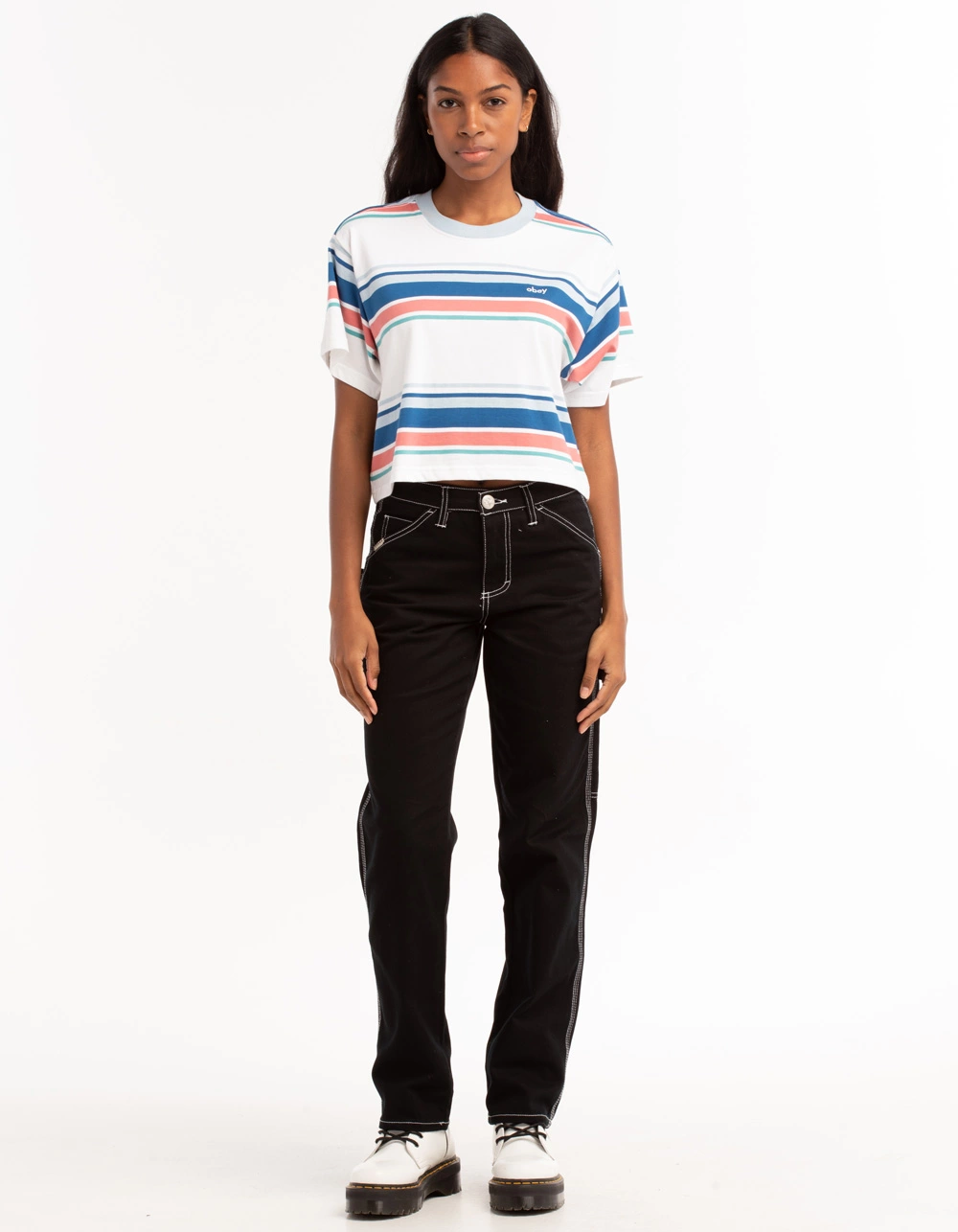 OBEY June Stripe Womens Cropped Tee - Image 4