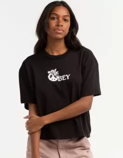 OBEY Peace Angel Womens Crop Tee
