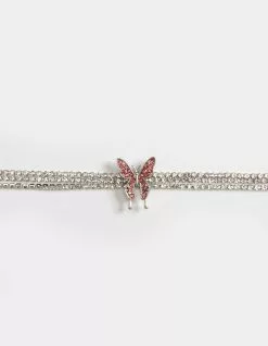 FULL TILT Rhinestone Butterfly Choker Necklace