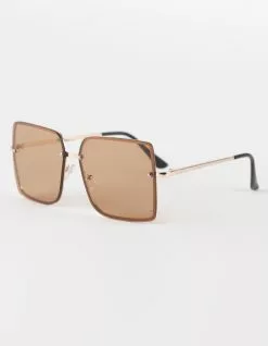 BLUE CROWN Oversized Rimless Square Sunglasses