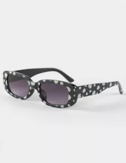 Full Tilt BLUE CROWN Printed Daisy Rectangle Sunglasses