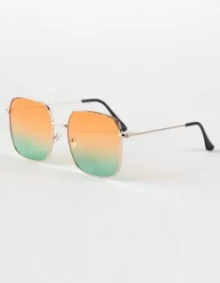 BLUE CROWN Oversized Metal Square Sunglasses