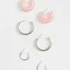 FULL TILT 3 Pack Acrylic Hoop Earrings Set