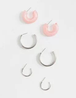FULL TILT 3 Pack Acrylic Hoop Earrings Set