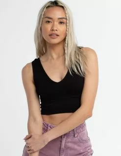 SKY AND SPARROW Seamless Deep V Womens Tank Top