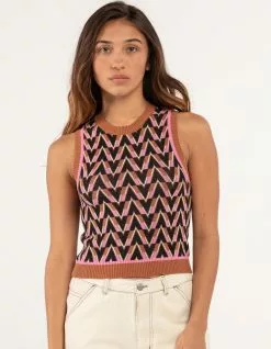 RSQ Geometric Print Womens Sweater Vest