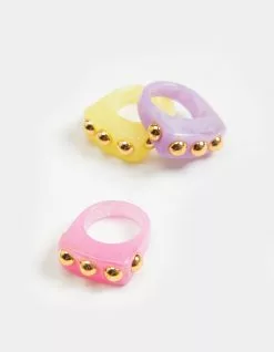 FULL TILT 3 Piece Acrylic Studded Rings