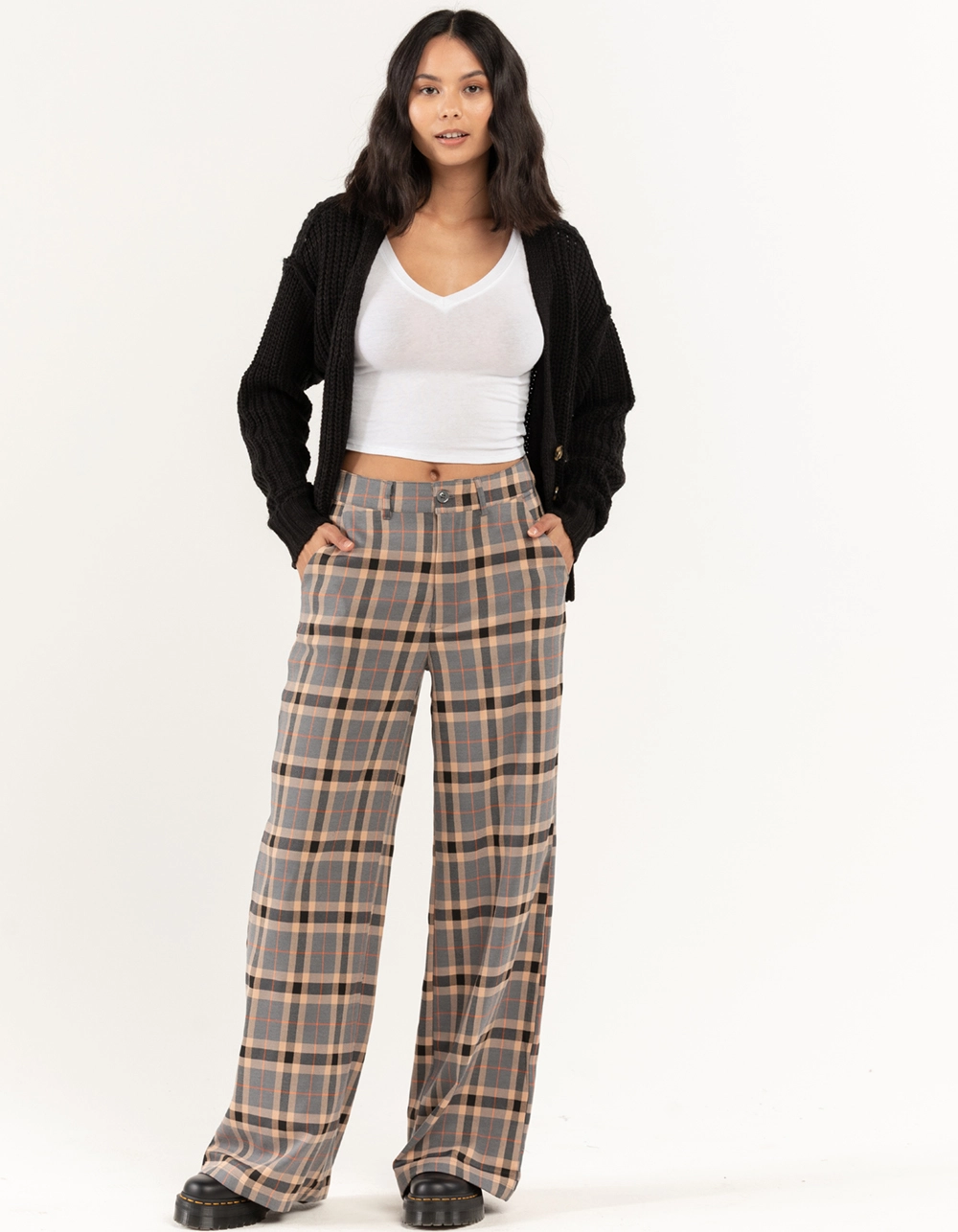 RSQ Womens Wide Leg Plaid Pants