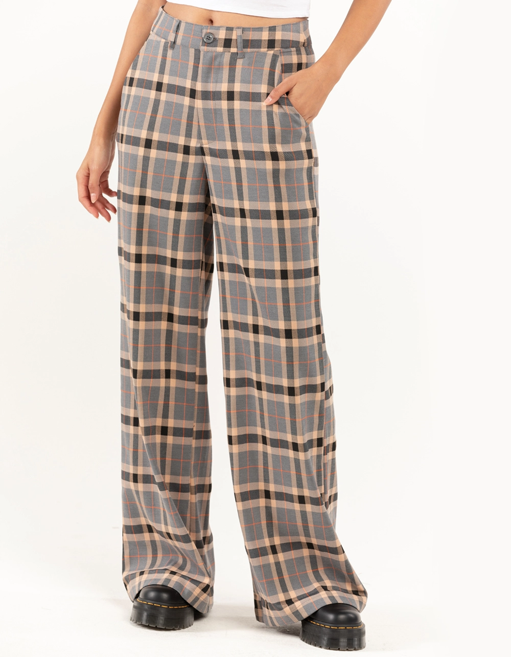 RSQ Womens Wide Leg Plaid Pants - Image 2