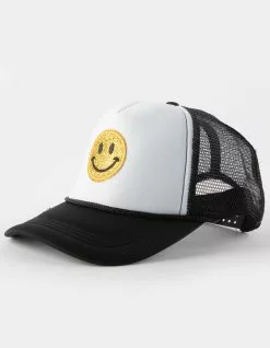 Happy Face Glitter Womens Trucker Hat