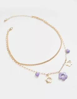 FULL TILT Layered Acrylic Flower Charm Necklace