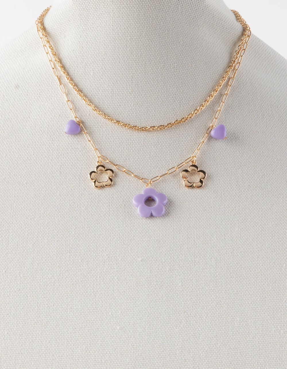 FULL TILT Layered Acrylic Flower Charm Necklace - Image 2