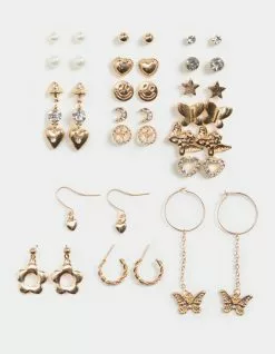 FULL TILT 20 Piece Heart Flower Butterfly Earring Set