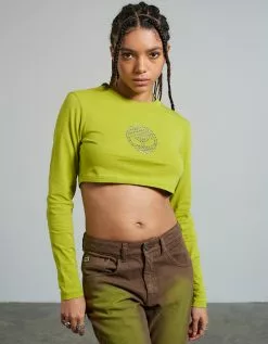 THE RAGGED PRIEST Alien Diamante Womens Cropped Tee