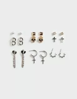 FULL TILT 9 Pack Cross Spike Earring Set