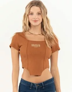 THE RAGGED PRIEST Womens Corset Hem Top