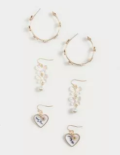 FULL TILT 3 Pack Butterfly Hoop Earring Set