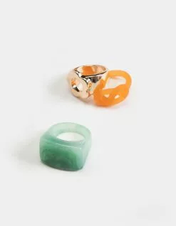 FULL TILT 3 Piece Twist Flower Ring Set