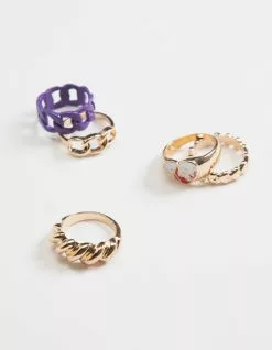 FULL TILT 5 Pack Flaming Heart Chain Ring Set