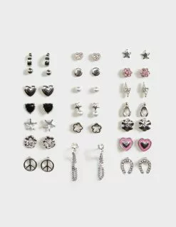 FULL TILT 20 Pack Rhinestone Lucky Earring Set