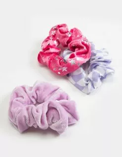 FULL TILT 3 Pack Velour Star Scrunchies