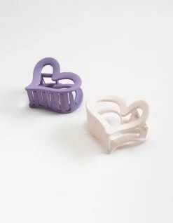 FULL TILT 2 Pack Matte Heart Claw Hair Clips