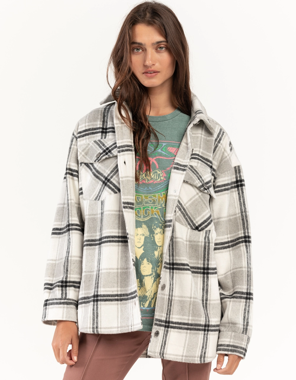 RSQ Plaid Womens Shacket