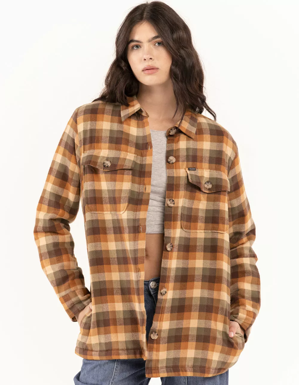 VOLCOM Womens Polar Boobear Shacket - Image 4